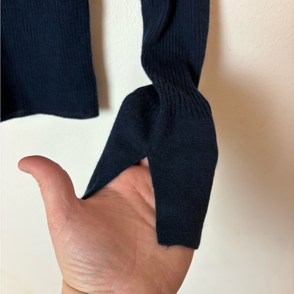 Madewell Merino Wool Silk Blend Cardigan Navy Blue Button Front Size M - Picture 6 of 11